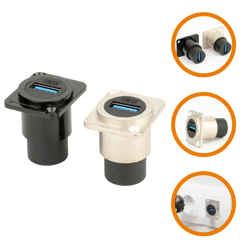 2Pcs USB Bulkhead Connector USB 3.0 Panel Mount Pass Through Female to Female Extension Adapter High Speed Data Transmission