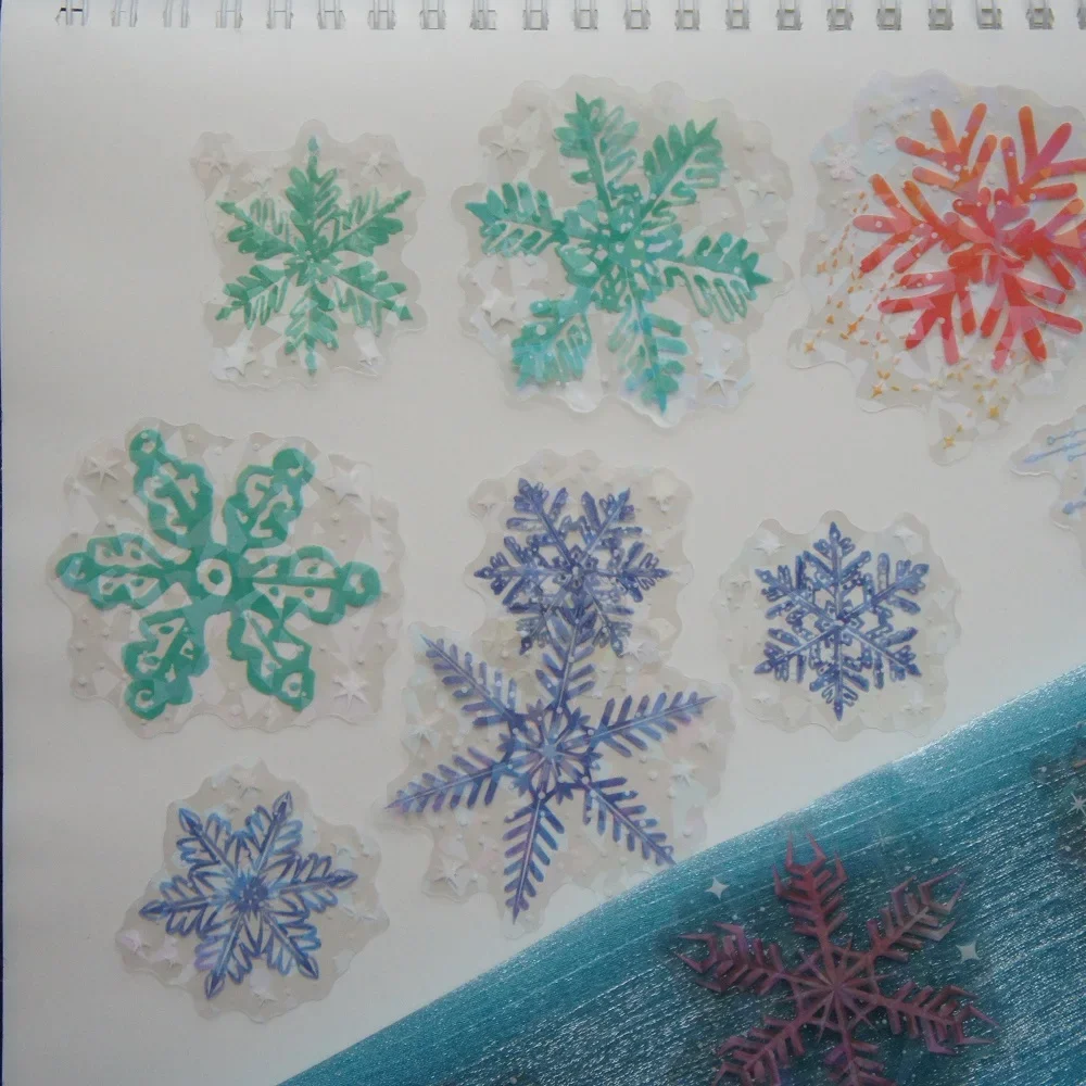 

18pcs Diamond Section Design Blue Pink Purple Snowflake Style PVC Sticker Scrapbooking DIY Gift Label Decoration Tag
