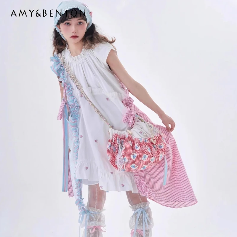 

Original Design Spring Summer Sweet Cool Y2k Colorful Women's Dress Summer Lace-up Pink Blue Irregular Fashion Dresses Ladies