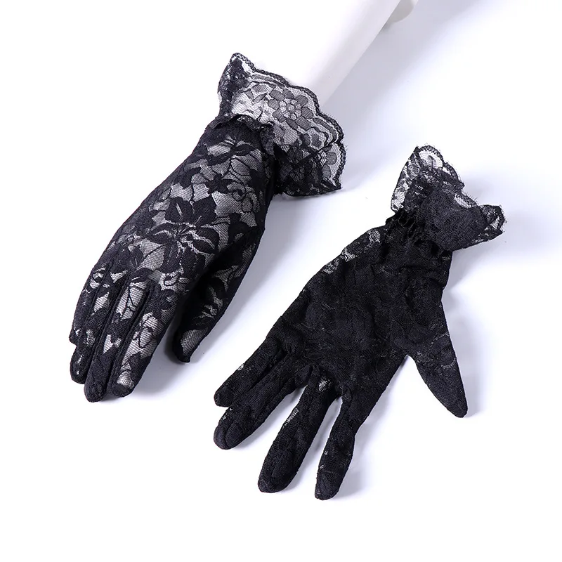 Gloves Black Lace Mesh Sheer Vintage Elegant Sexy Qipao Accessory Spring Fall UV Protection Women Lightweight Breathable