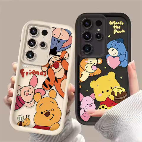 Disney Winnie Silicone Case For Samsung Galaxy S25 S24 S23 Ultra S22 S21 Plus FE A36 A56 A26 A16 A06 A15 A25 A35 A55 5G Cover