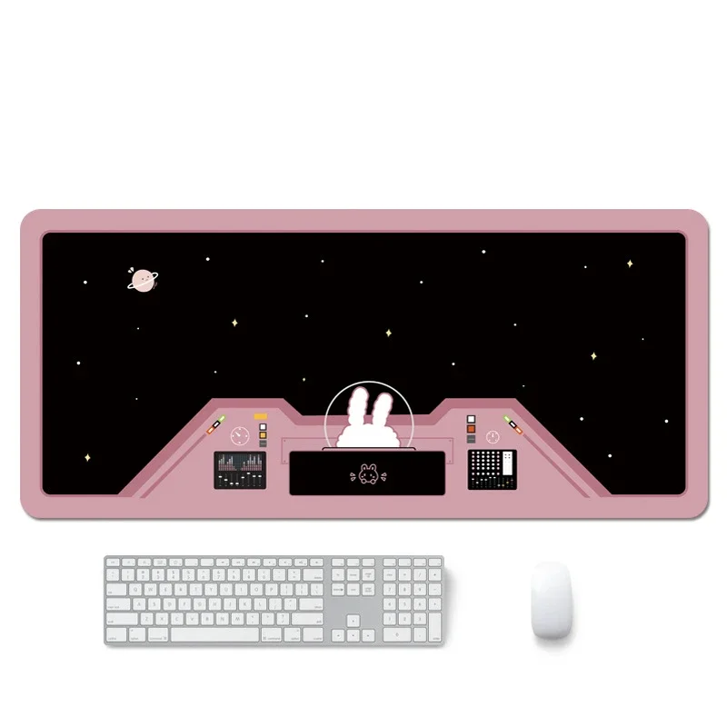 Women Cute Astronauts Rabbit Mouse Pad Computer Keyboard Pad Non-slip Rubber Base Office Desktop Pad Table Mat for Desk 2024 New