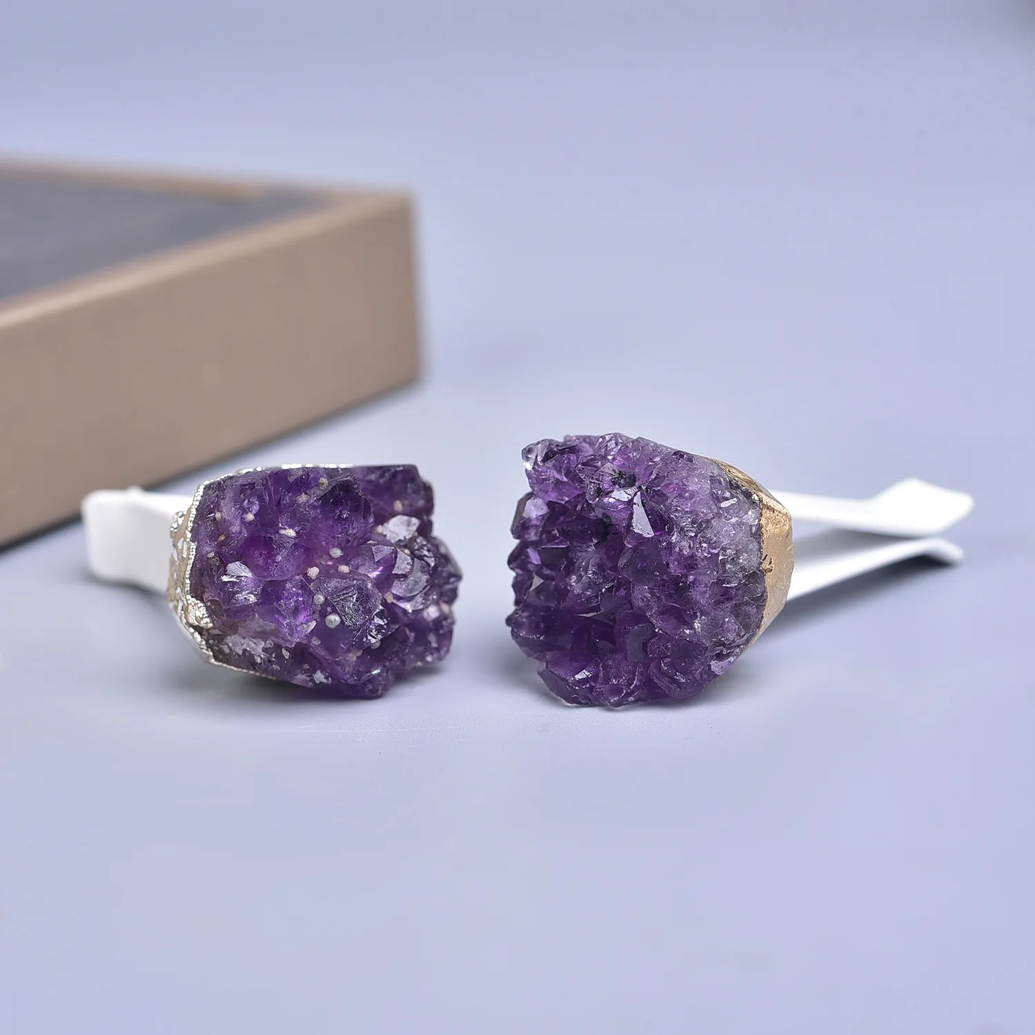 Natural Amethyst Cluster Car Air Conditioner Outlet Clip Purple Crystal Car Vent Clips Reiki Healing Quartz Decoration