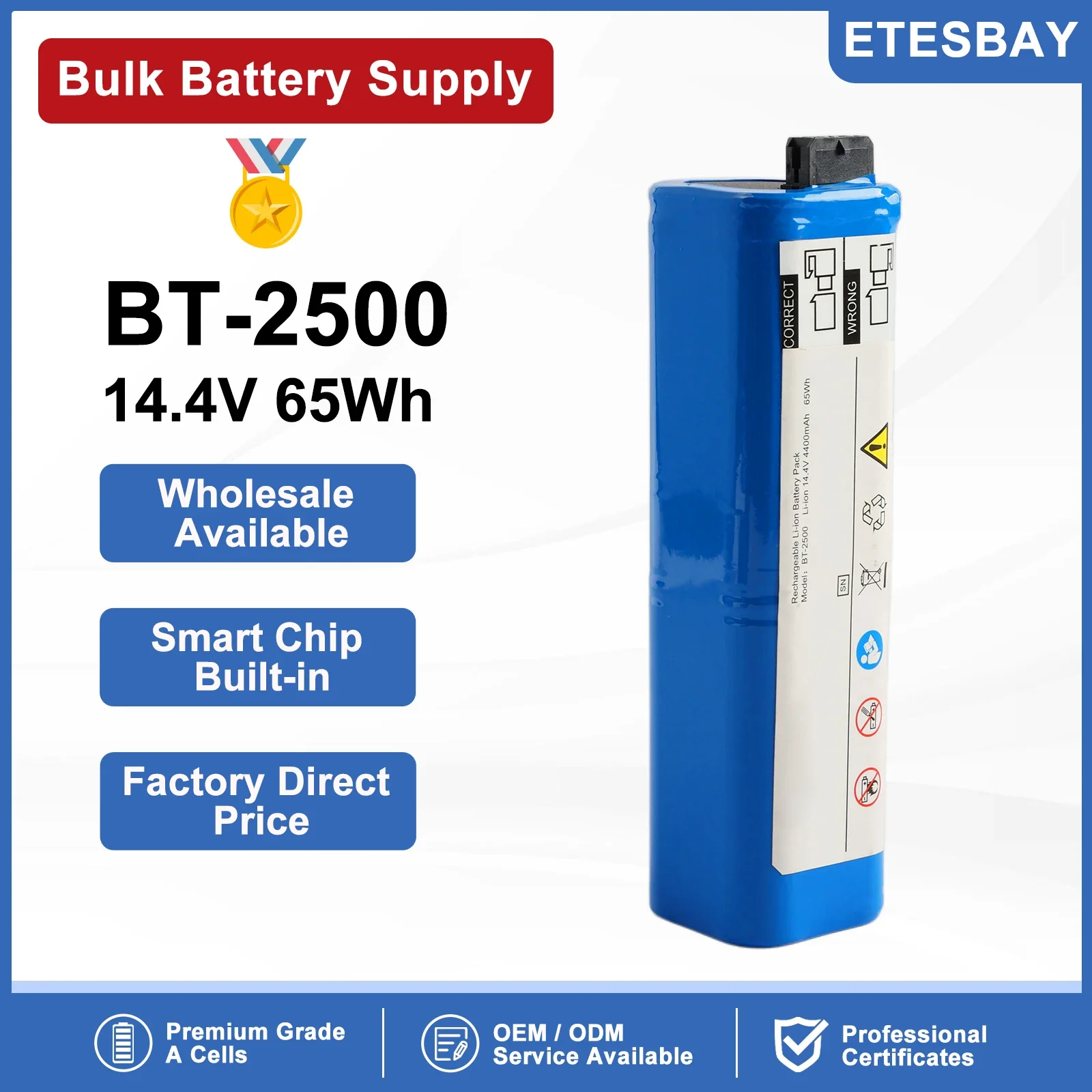 ETESBAY BT-2500 Rechargeable Li-ion Battery For CHISON Site ~Rite*80