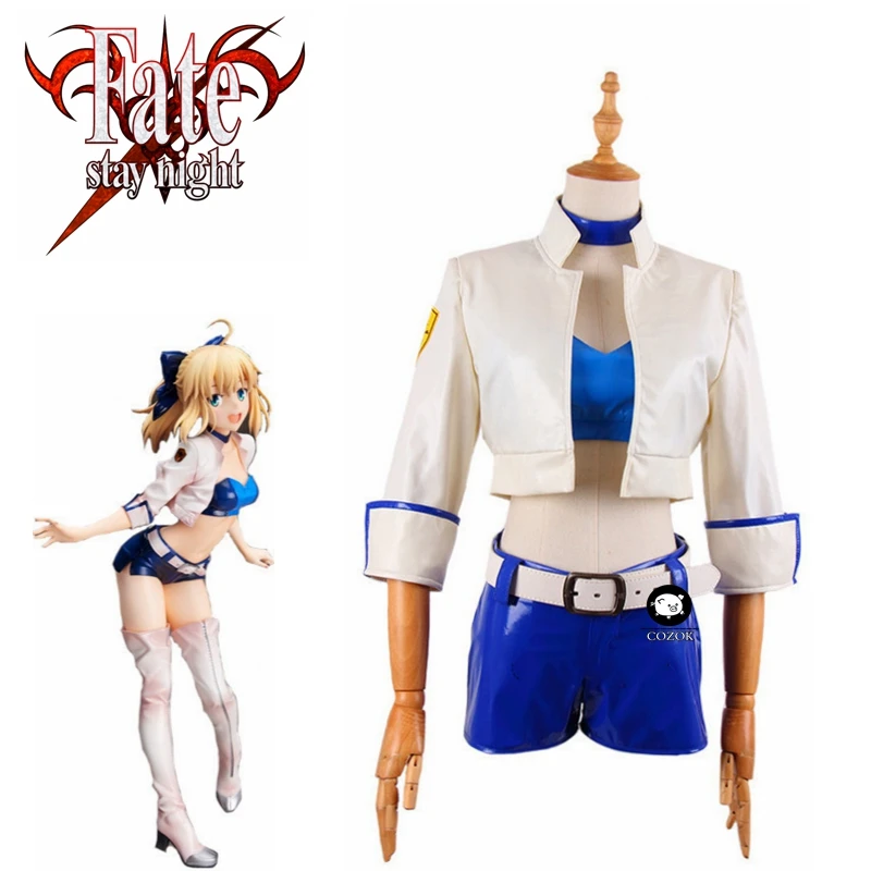 

Fate Stay Night Grand Order Saber Type Moon Racing Suit Jacket Coat Shorts Uniform Outfit Anime Cosplay Costumes