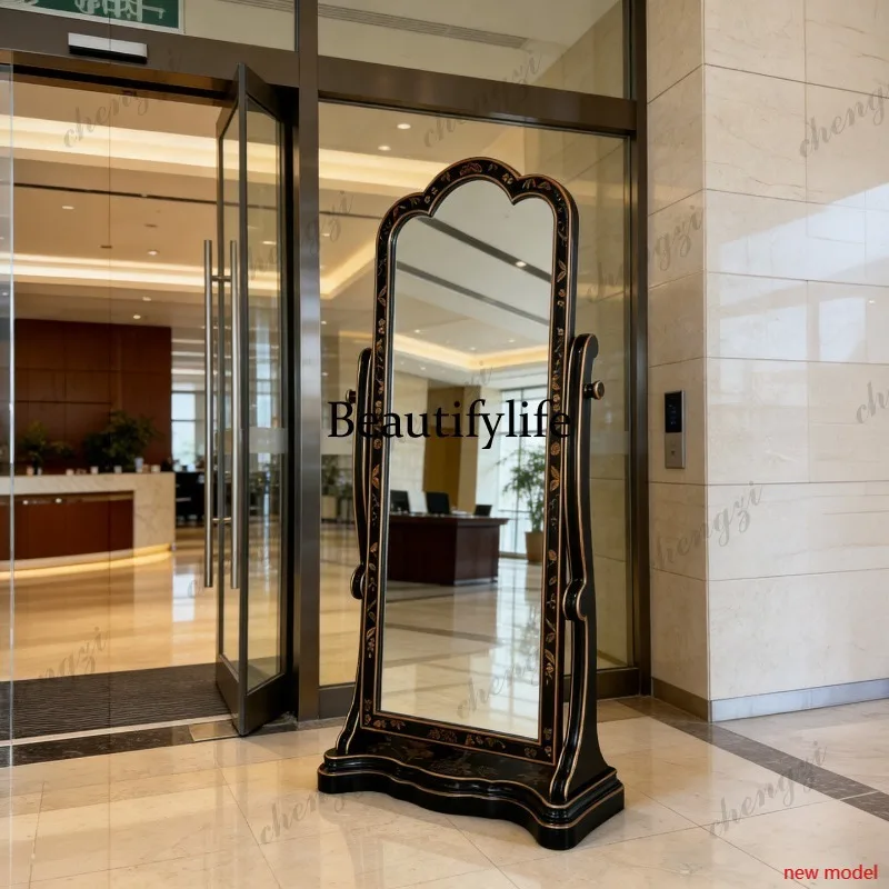 Long Vintage Decorative Mirrors Floor Standing Black Bedroom Mirrors Full Body Design French Espejos Decorativos Home Decoration