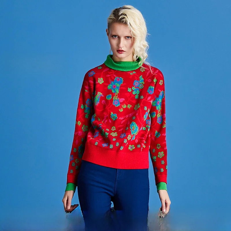 

Red Long Sve Трикотажная шерстяная смесь Slim Fit Верхняя часть Весна Осень Женская мода для поездок на работу Sle und ow Топ und ow