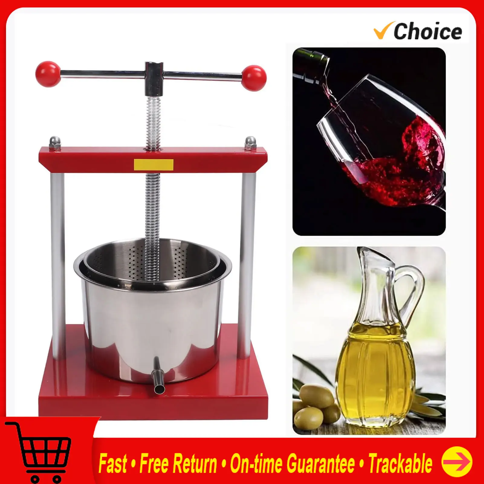 

Manual Squeezer T Handle Herb Fruit Wine Press Multifunctional Stainless Steel Press Juicer 5.5L Capacity Herb Fruit Wine Press