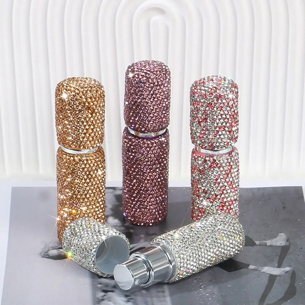 

Empty Portable Spray Bottle Leakproof Refillable Dispenser Bottle Inlaid Rhinestone Bottom-filled Sample Vials Women