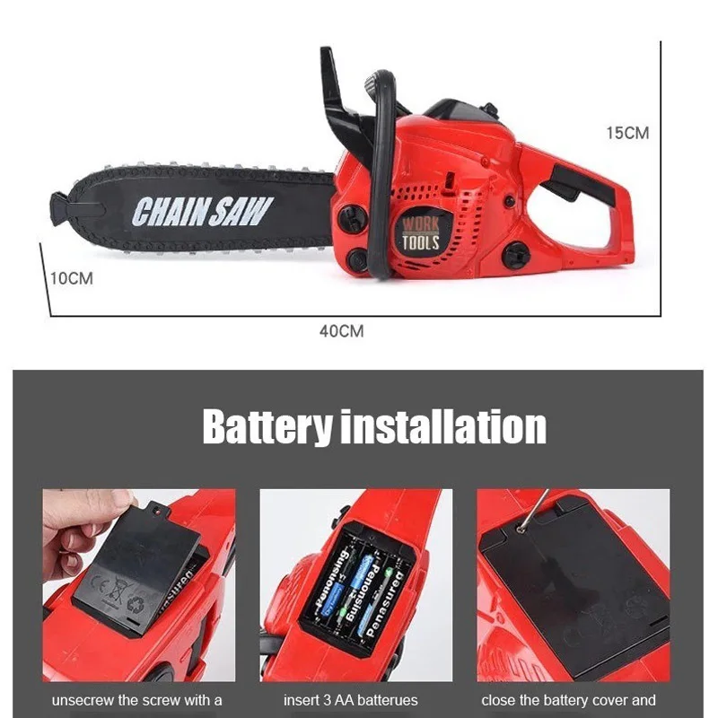 Jouet de tronçonneuse haute simulation pour enfants avec effets sonores, outil de tronçonneuse électrique, jouet éducatif pour enfants, cadeau de noël