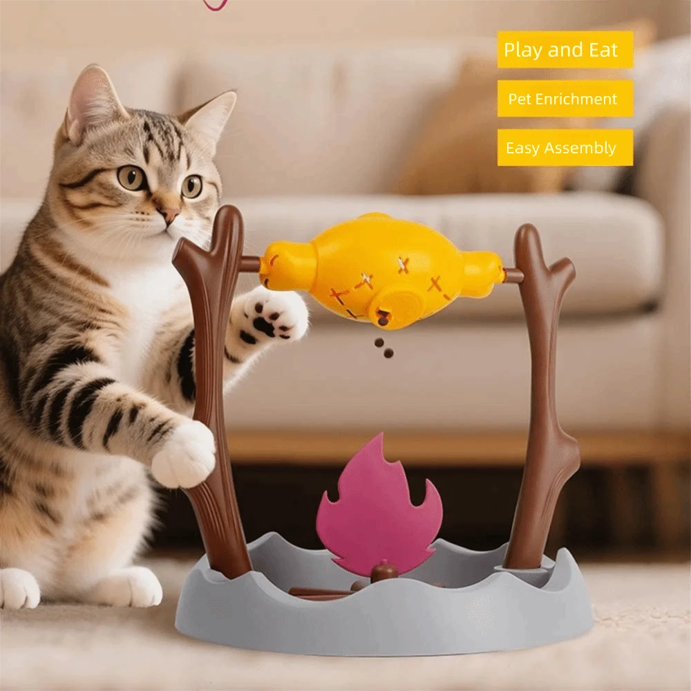 

Roasted Chicken Leg Cat Leaking Food Toy Food Leakage Device Slow Feeding Pet Cat Dog Toy Rotating Relieve Boredom Slow Feeder