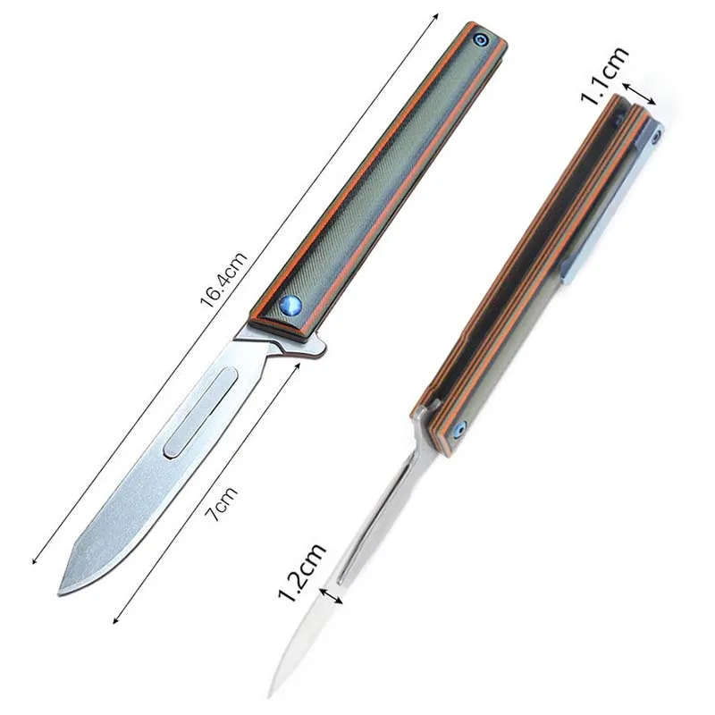 Imagem -05 - Folding Pocket Key Knife Lâmina de Aço Carbono Rápido Open Bisturi Edc Outdoor Desembalar Arma de Auto-defesa G10 no 60