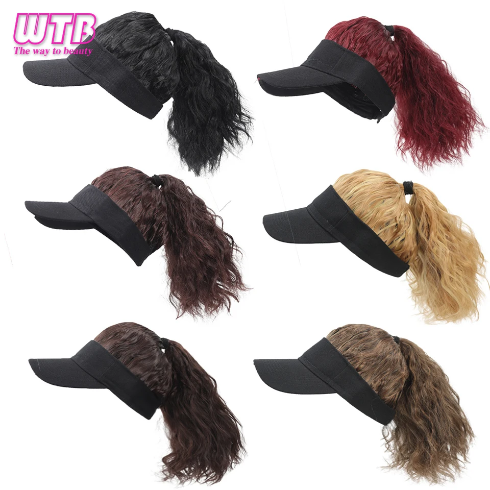 Perruque de cheveux bouclés en queue de cheval pour femmes, casquette de baseball coiffante, chapeau avec rêve de cheveux, chapeau de baseball