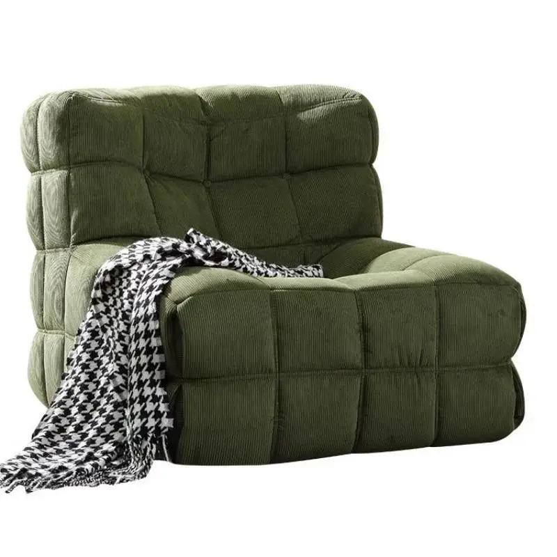

Lazy sofa Living room Fabric sofa Simple Internet celebrity Square chair Corduroy cream square recliner