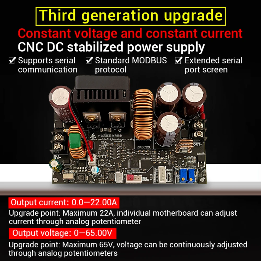 ZK-6522C CNC 스텝 다운 조절식 전압 조정기 전원 공급 장치, 정전압 정전류 모듈, 컬러 디스플레이