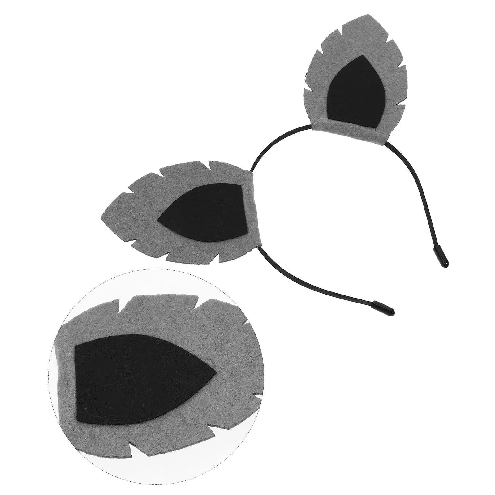 

Ears Headband Women Cute Animal Hair Bands Girls Fancy Dress Gray Decor Accessories Halloween Cosplay