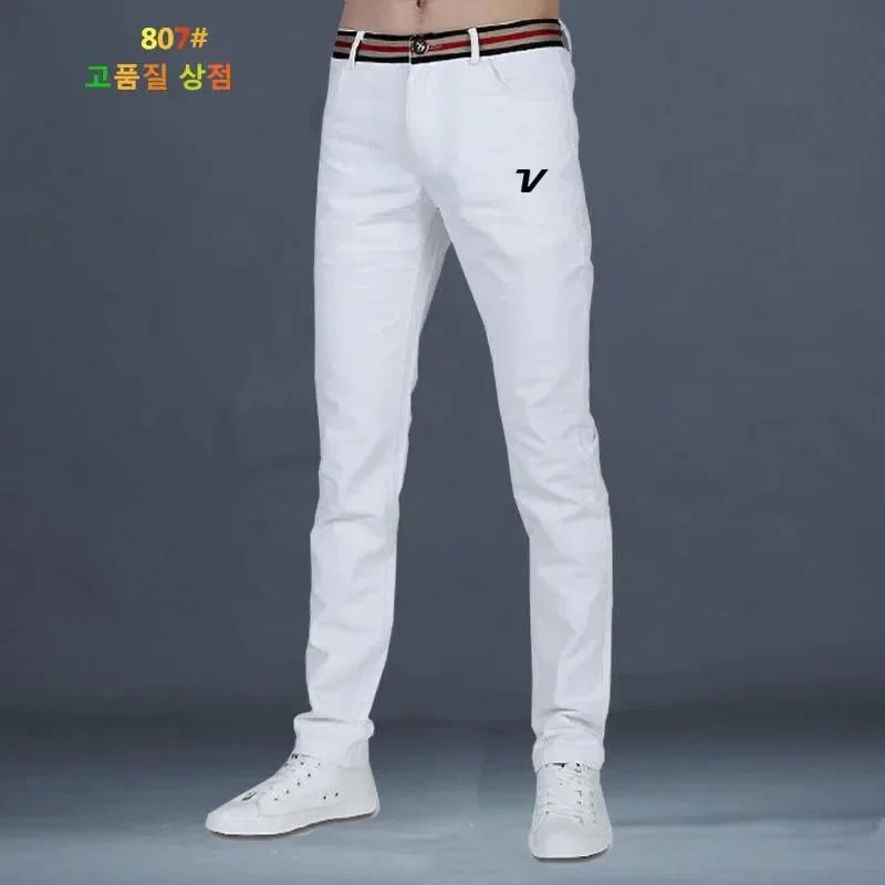 Men's Spring and Autumn New High Quality Pants, Waist Striped Pants, Golf Sports Pants, Casual Men's Straight Leg Pants
