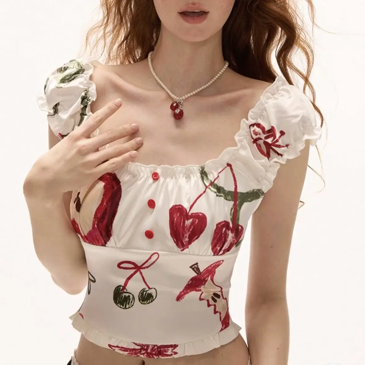 

Graffiti Print Two-Wear Camisole Women's Summer New High-End Slim Short Top