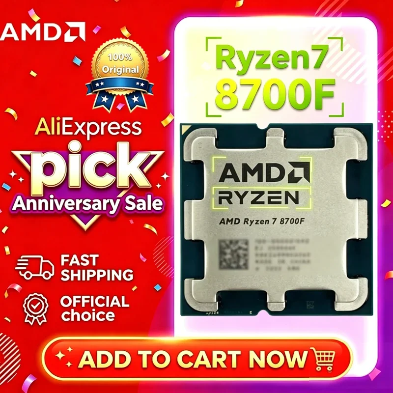 

AMD Ryzen 7 8700F Zen4 GamingProcessor 4nm 8 Core 16 Thread 4.1GHz Up To 5GHz 16MB L3 Cache 65W AM5 CPU No Stock Cooler TrayChip