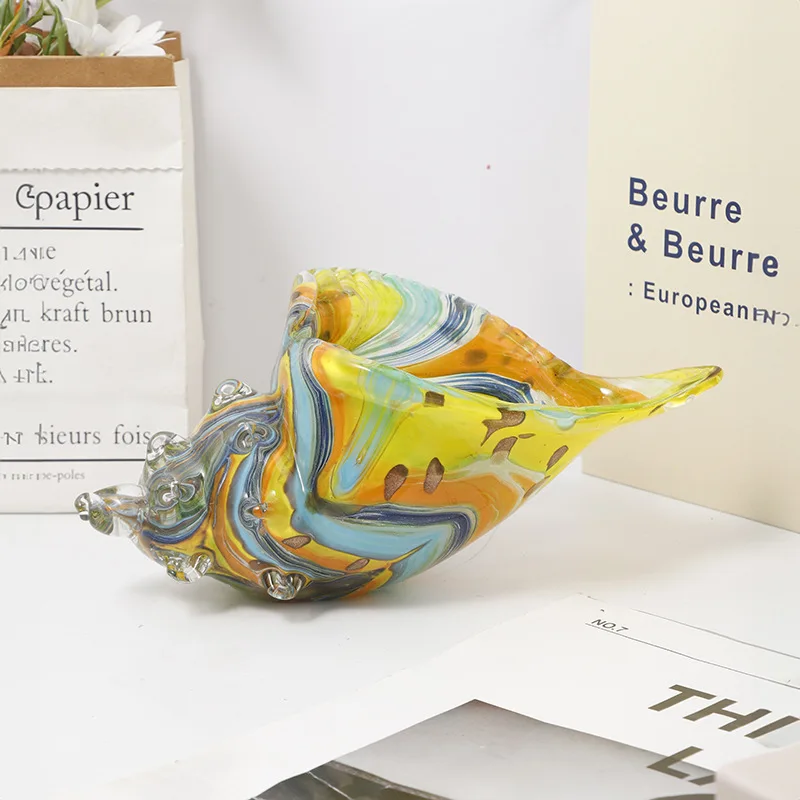 

Glass Shell Sculpture Nautilus Transparent Colored Sea Shell Bivalve Shell Nail Conch Ocean Figurine Home Decoration Accessories