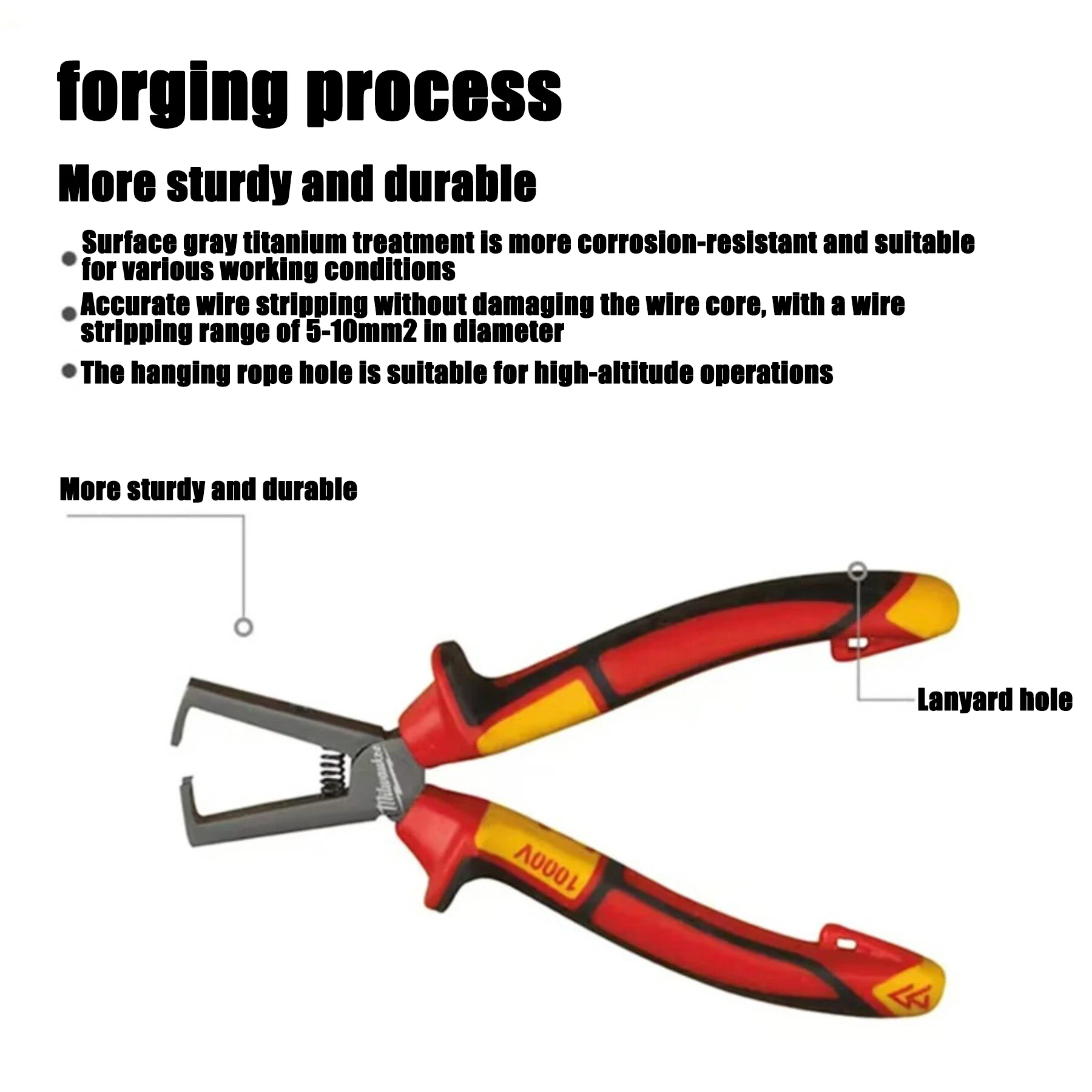Milwaukee 6-inch VDE insulation stripping pliers, professional electrician anti fall maintenance tool accessories 4932464573