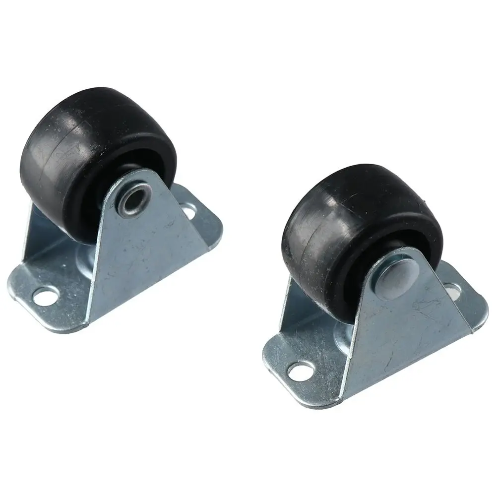 4 szt. Niskoprofilowe czarne gumowe kółka obrotowe Małe kółka do wózków 1'' Kółka stałe do stołu warsztatowego