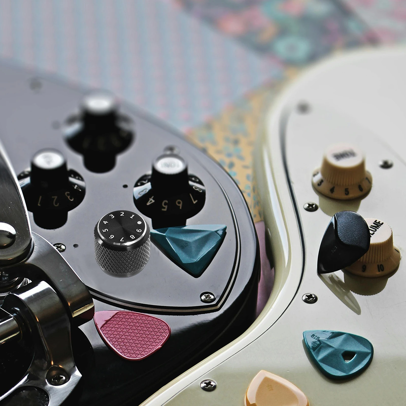 

Potentiometer Knob Guitar Volume Control Knob Aluminum Alloy Mesh Grip Electric Guitar Bass Volume Cap Non-Slip