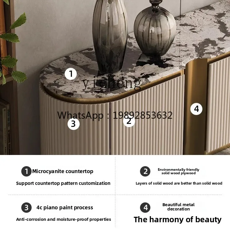 

ZZ marble TV cabinet living room home minimalist villa solid wood advanced microcrystalline stone floor