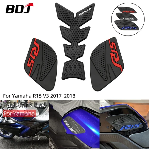 BDJ YZF R15V3 pegatina lateral para tanque de combustible de motocicleta, pegatina protectora de agarre antideslizante para Yamaha YZFR15 YZF-R15 2015-2018 2017