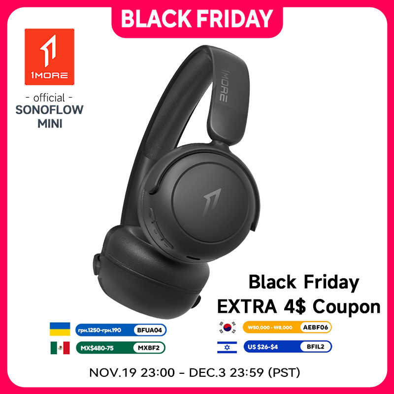  1More HQ20 SonoFlow MINI Hearing Protection Wireless Bluetooth 5.3 On-Ear Headphone 65H Playtime Quick Charge Headset 