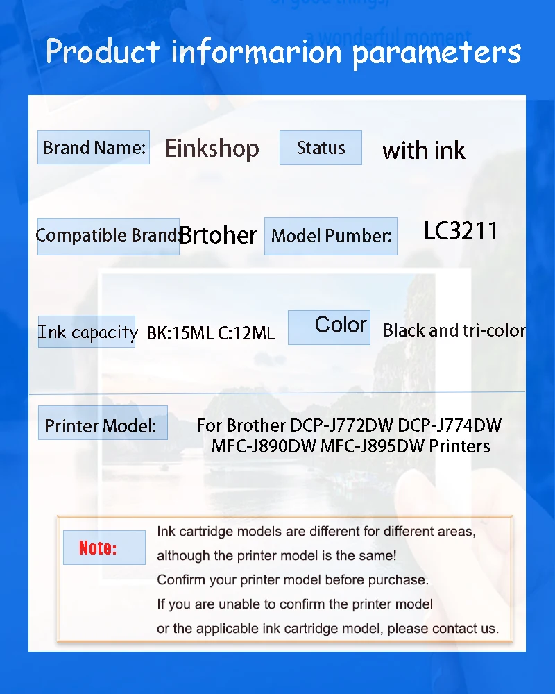 Compatible LC 3211 lc3213 for LC3211 LC 3213 Ink Cartridge For Brother DCP-J772DW DCP-J774DW MFC-J890DW MFC-J895DW Printers