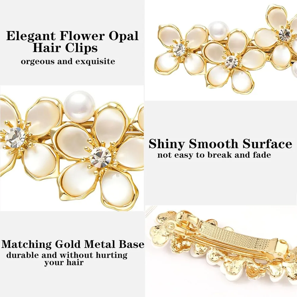3 قطع من مشابك الشعر على شكل زهرة للنساء، مشابك شعر على شكل زهرة من حجر الراين العتيق، دبوس شعر على شكل زهرة كريستال فرنسية #3