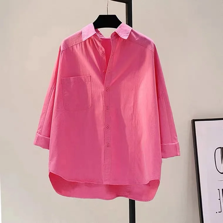 

Loose Long Sve Women's irt Casual Collar Button Detailing Color Commute Sle Spring Collection