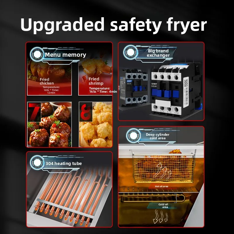 HTT Electric Fryer Computer Version Large Capacity Vertical Fried Chicken Equipment KFC Constant Temperature Electric Fryer