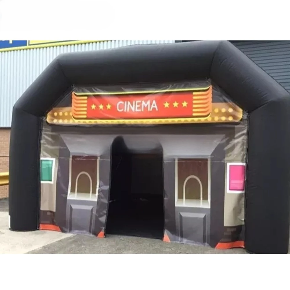 Chic and Portable! Square, Lightweight Black Inflatable Cinema Tent with White Screen - Ideal for Pop - Up Film Houses, Movie Th