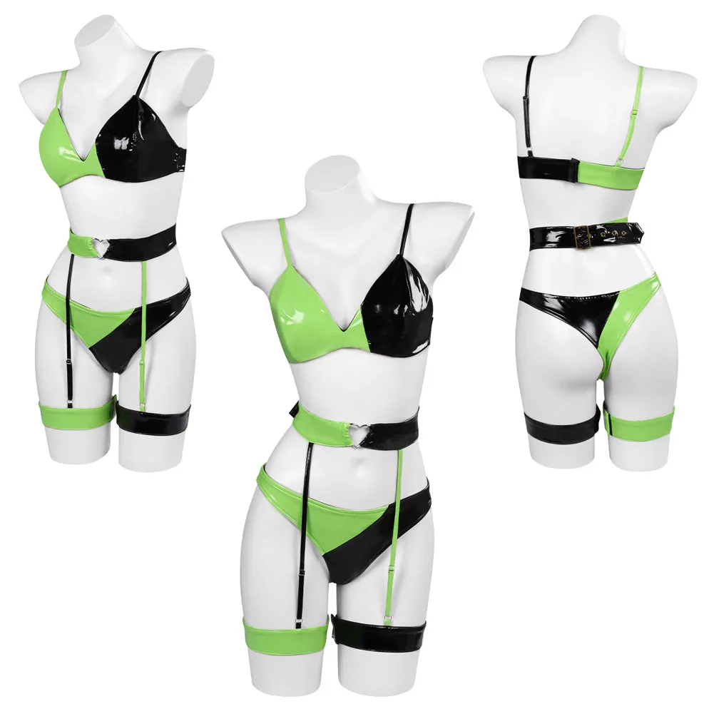 Shego Cosplay Kostüm Dessous Outfits für erwachsene Frauen Mädchen sexy Overall Halloween Karneval Party Anzug