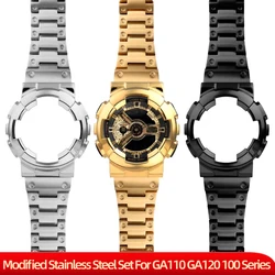Modified Stainless Steel Set For Casio GA110 Case+Strap G-SHOCK ga-110 GA120 100 Series Men's Black Samurai Metal With tools