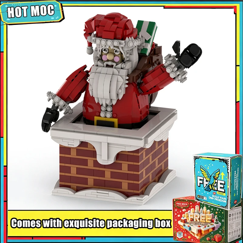 NEW 1395Pcs Santa Claus Chimney Building Blocks Model Christmas Themed DIY Assembly Toy Home Desktop Festival Decoration Gifts