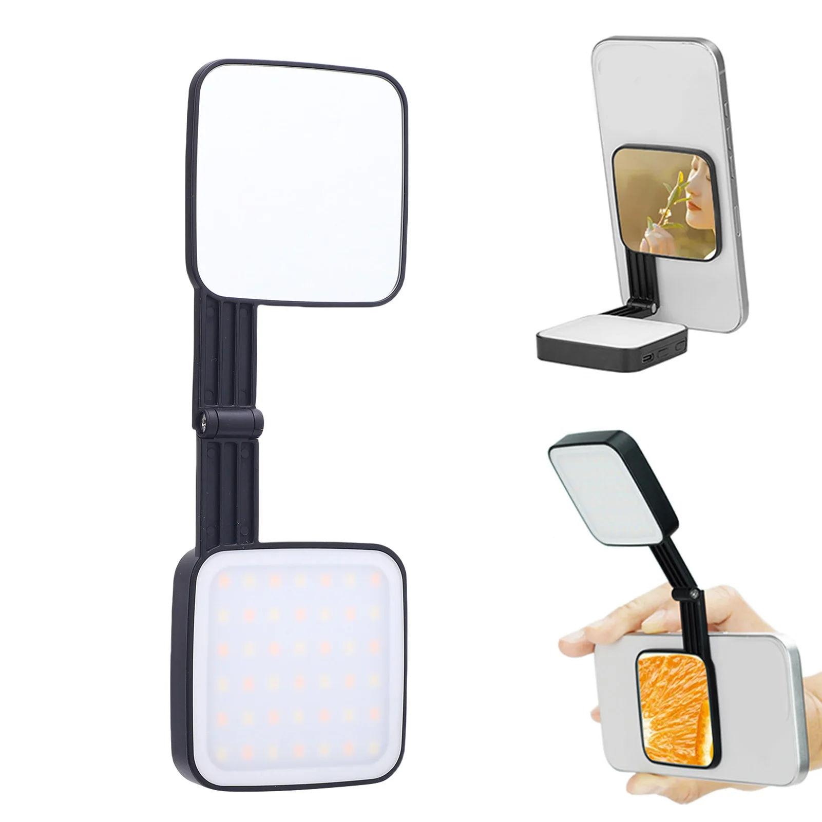 Andoer Phone Video Light Type C Rechargeable Selfie Light 2500 To 6500K CRI 95 Dual Sided Foldable Magnetic for Live Streaming