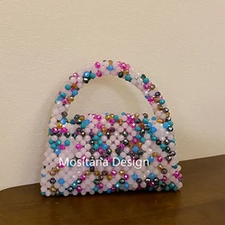 Mixed Crystal Bling Handmade Party Lunch Bags Unique Shiny Women's Handbag 2023 Trendy Femal Long Shoulder Strap Customizable