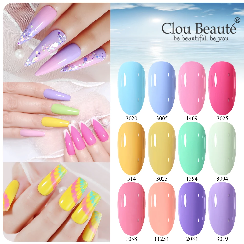 Clou Beaute 15ml 네일 젤 폴란드어 고품질 안료 네일 아트 봄 여름 밝은 컬러 젤 광택 UV 젤베이스 탑 코트