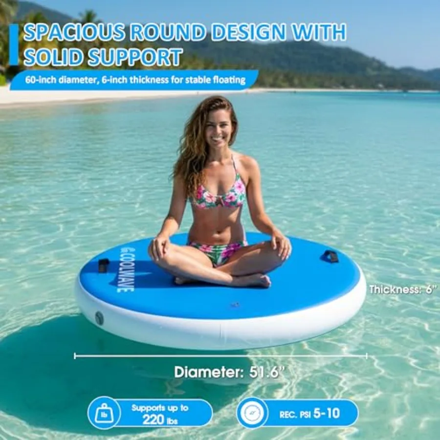 Inflatable Floating Dock 10x6FT for pool lake beach use heavy-duty PVC material gray/black 700LBS capacity includes dog ramp an