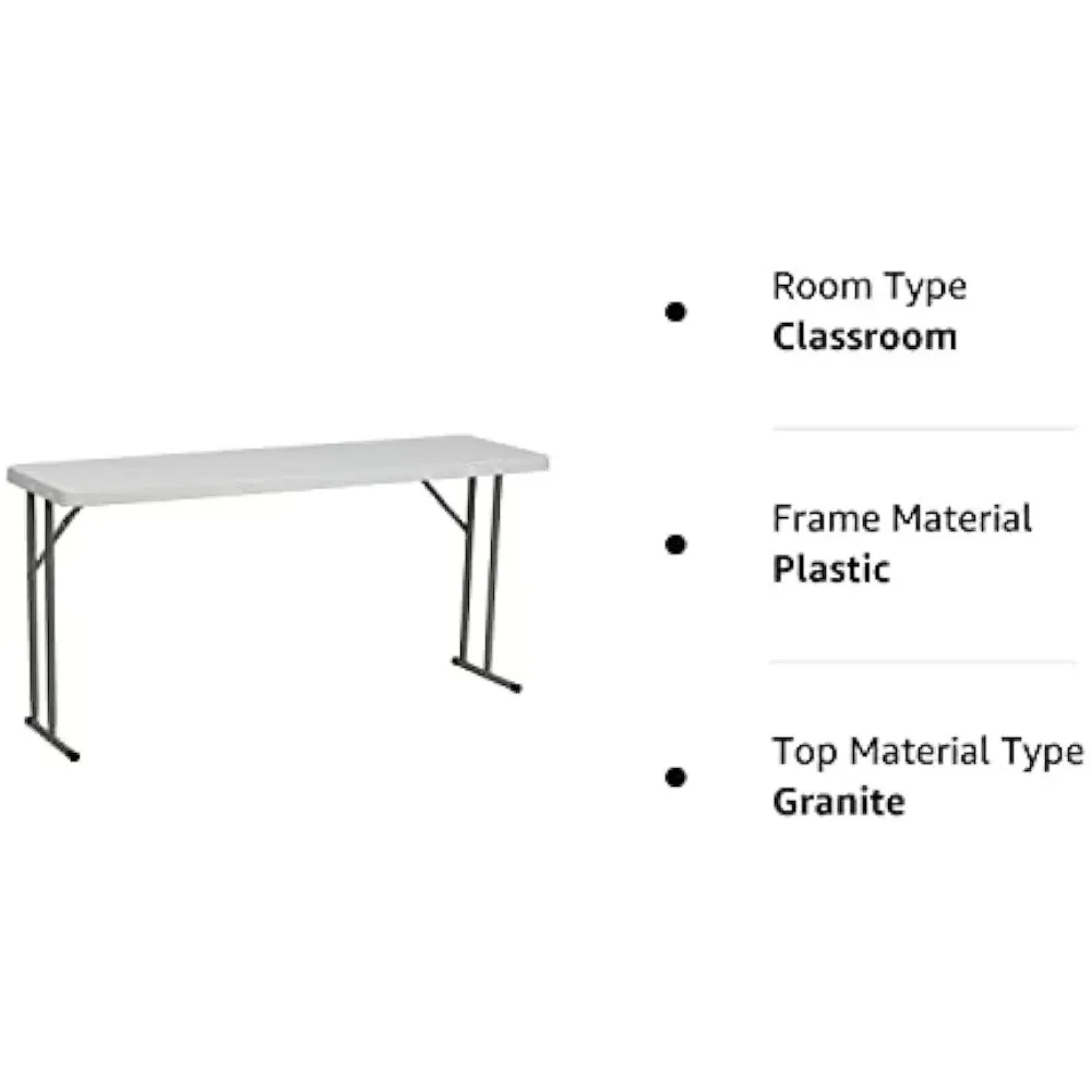 5-Foot Granite White Plastic Folding Training Table Picnic Table  Outdoor Table