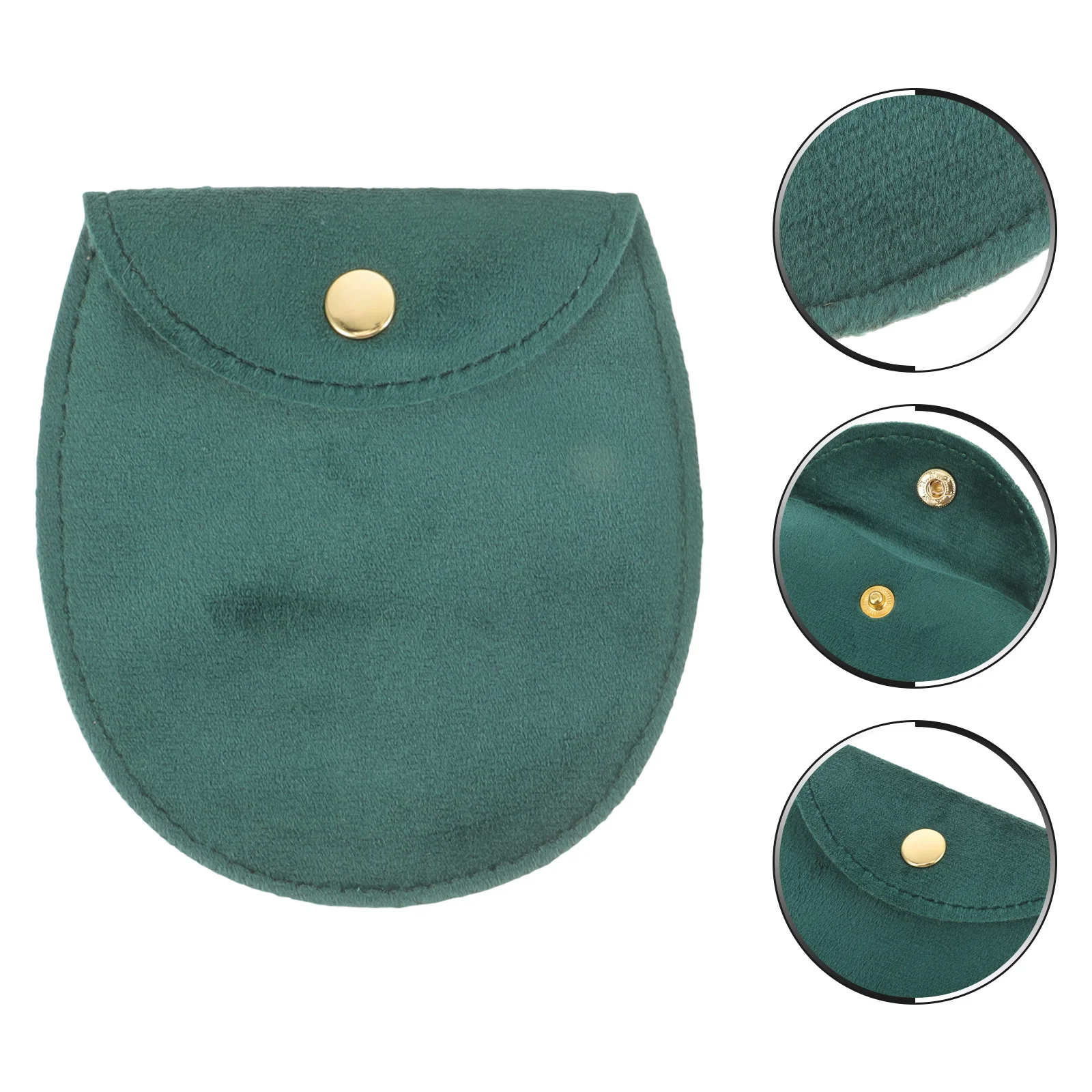 

2 Pcs Green Semi Circle Large Watch Velvet Bag Thick Flannel Snap Button Storage Pouch For Pocket Watch Jade Beads Bracelet Dust