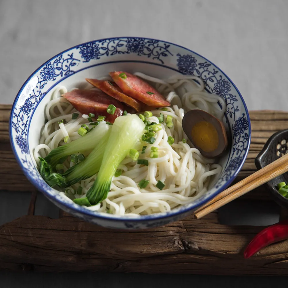 

Blue White Ceramic Porcelain Bowl Large Opening Design Soup Salad Noodle Rice Food Serving Kitchen Bowl Ramen Tableware