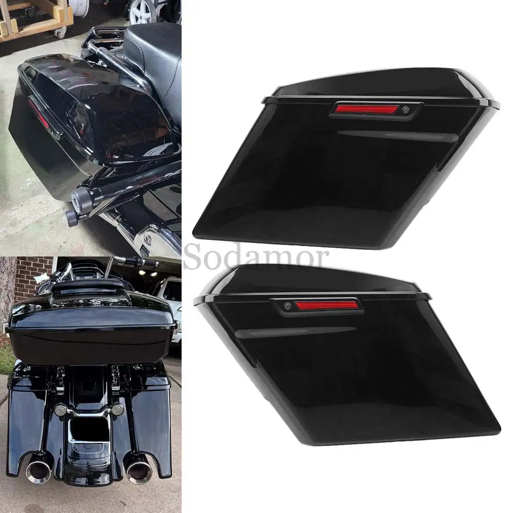 For Harley Touring Road King Electra Street Glide 2014-2025 Motorcycle Hard Saddlebags Trunk & Lids with Latch Keys Kit, Black