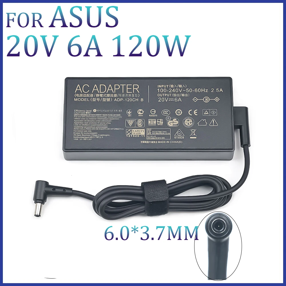 

20V 6A 120W 6.0x3.7mm ADP-120CH B AC Adapter Laptop Charger For Asus FX705GM FX705DT FX705GE FX705GD FX705DY FX505GM FX505GD