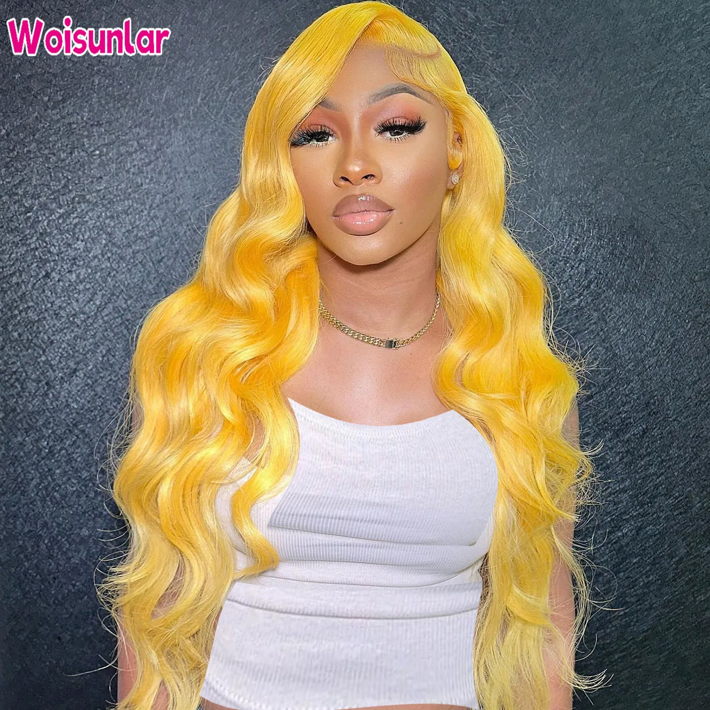 Yellow 13x4 6x6 Lace Frontal Wig Brazilian Body Wave Human Hair Wig Pre Plcuked Yellow Colored 4x4 5x5 6x6 Lace Closure Wig