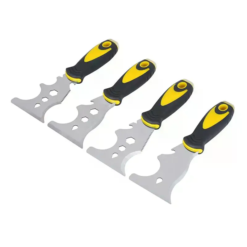 Multifunction Putty Knife Scraper Thickened Stainless Steel Blade Non Slip Handle for Home Renovation Wall Repair Paint Set
