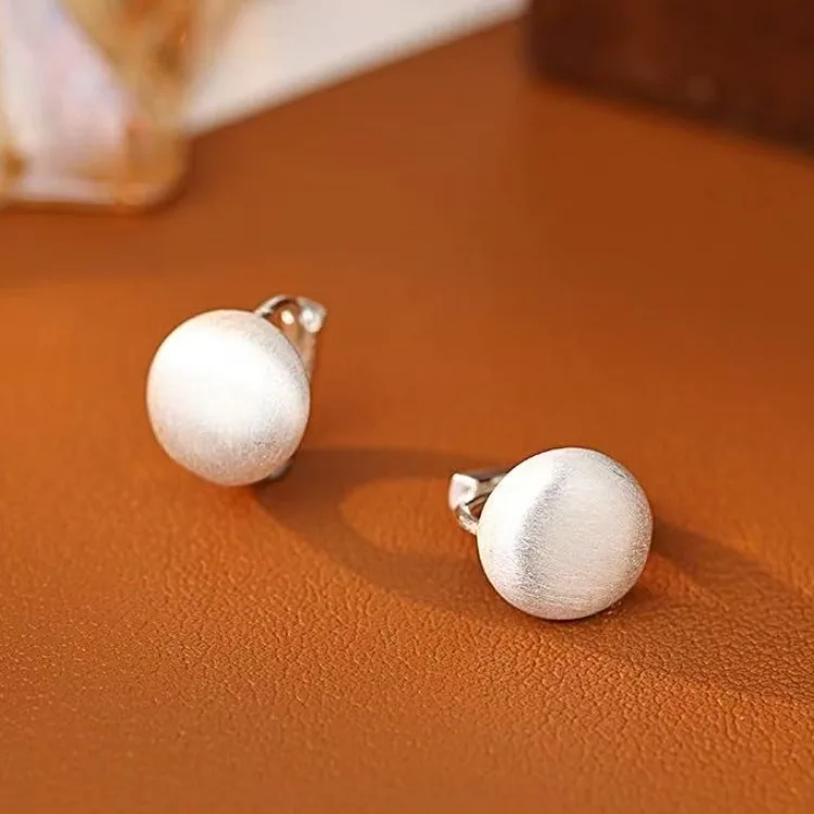Silver Color Minimalist Brushed Hoop Earrings for Fashion Women Trendy Fashion Jewelry Light Luxury Accessories